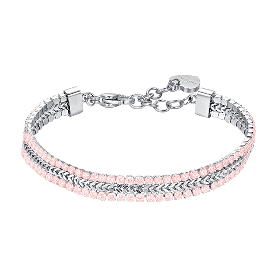 DAMEN-TENNISARMBAND AUS STAHL MIT ROSA KRISTALLEN