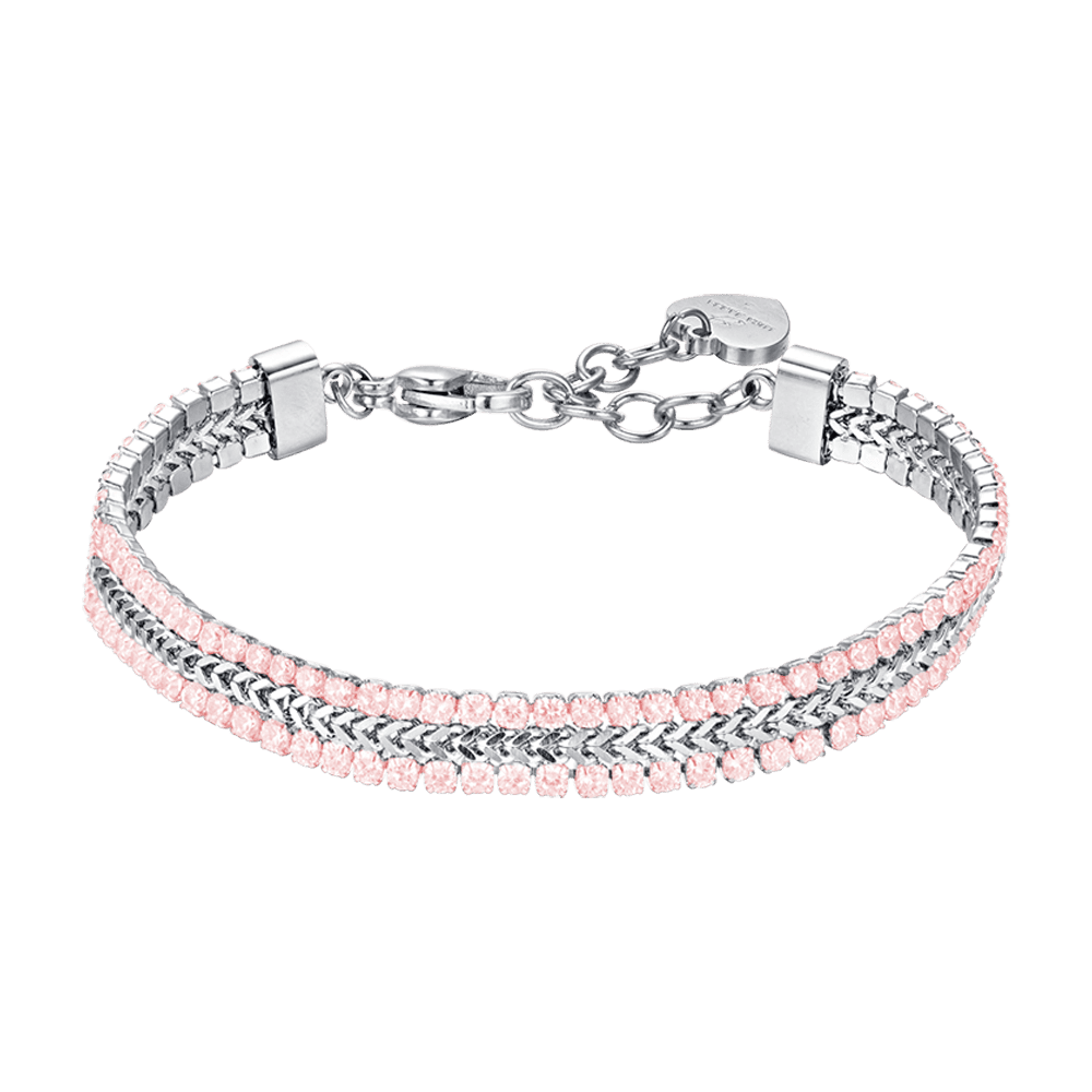 DAMEN-TENNISARMBAND AUS STAHL MIT ROSA KRISTALLEN