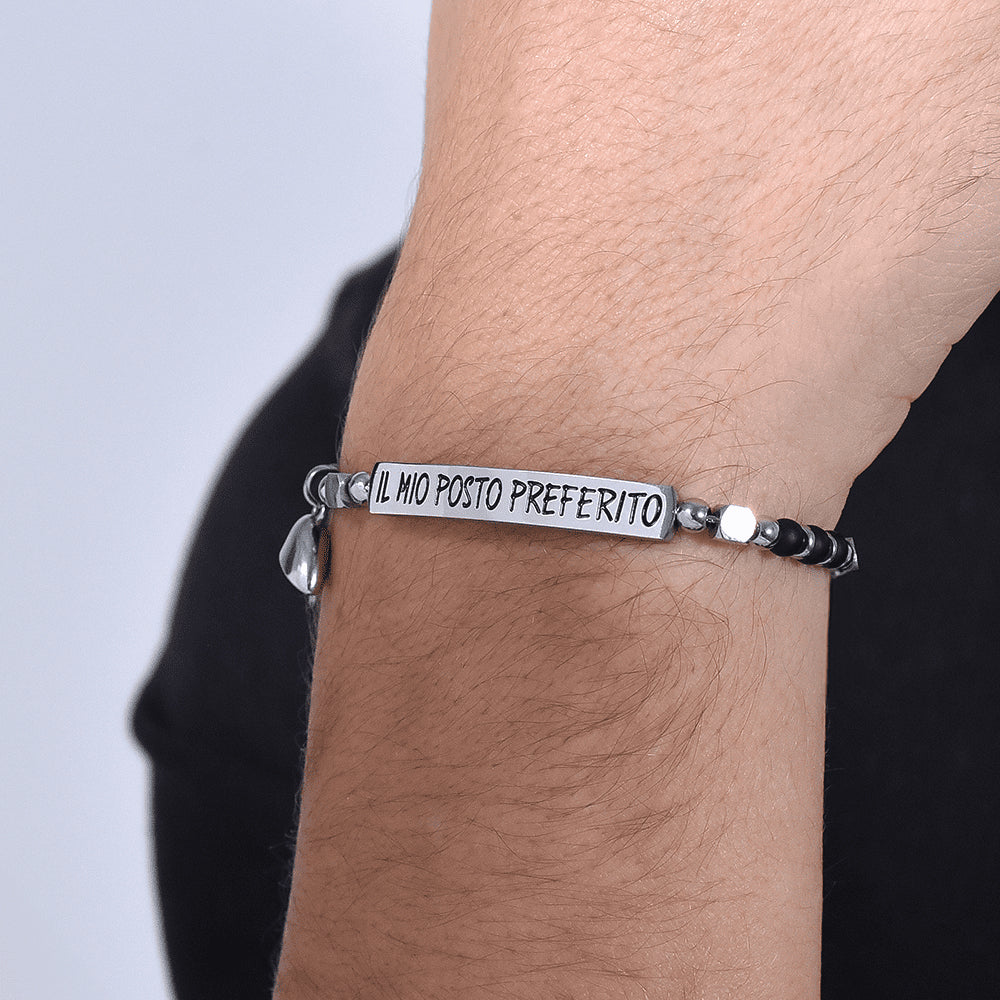 STAHL-PAAR-ARMBAND MIT HERZMAGNET