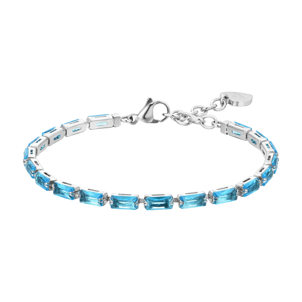 DAMEN TENNIS BRACELET ZIRCON BAGUETTE AQUAMARINE Luca Barra