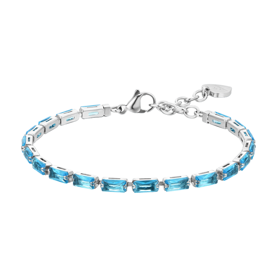 DAMEN TENNIS BRACELET ZIRCON BAGUETTE AQUAMARINE Luca Barra