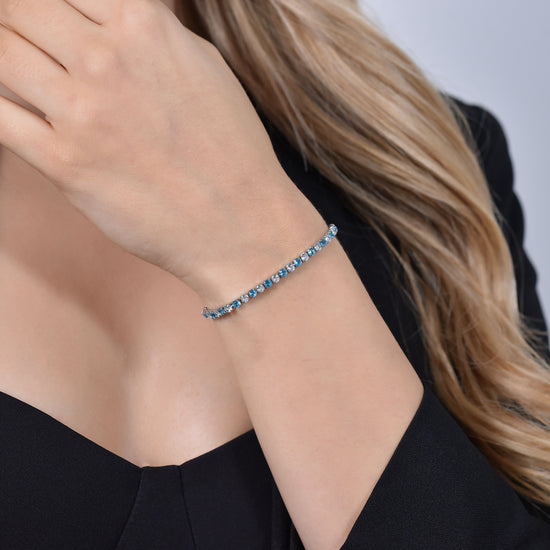 DAMEN-TENNISARMBAND MIT BLAUEN UND WEISSEN KRISTALLEN