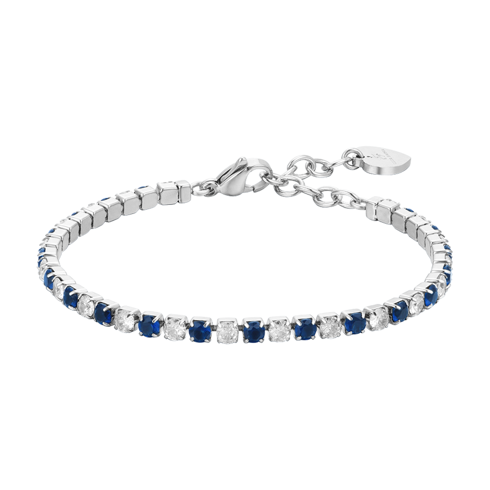 DAMEN-TENNISARMBAND MIT BLAUEN UND WEISSEN KRISTALLEN