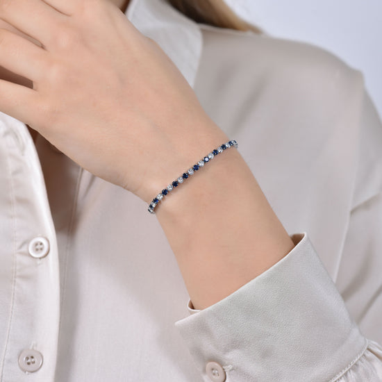 DAMEN-TENNISARMBAND MIT BLAUEN UND WEISSEN KRISTALLEN