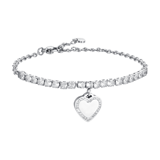 DAMEN-TENNISARMBAND AUS STAHL MIT HERZ UND ZIRKONIUMDIOXID