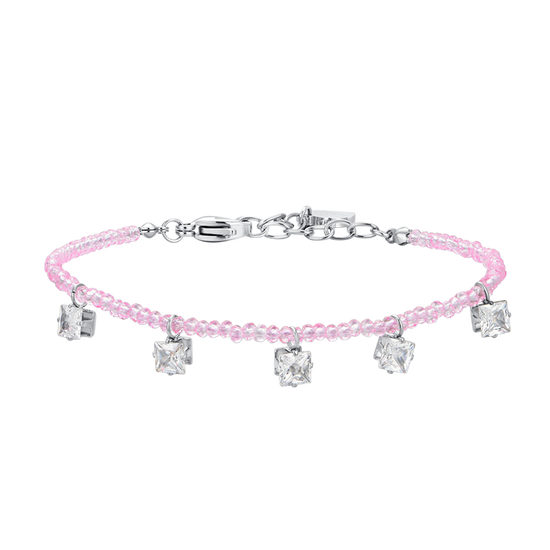 DAMENARMBAND IN ROSA KRISTALL UND WEISSEN ZIRKONIA AUS STAHL