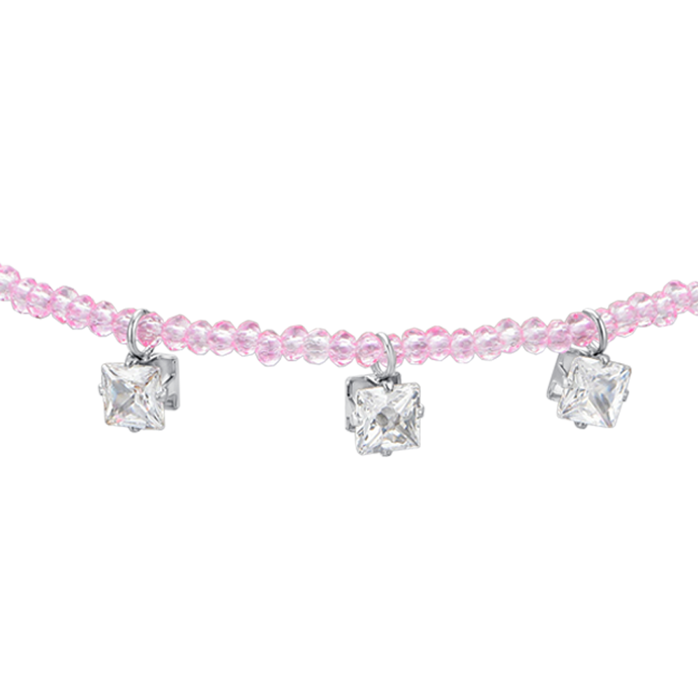 DAMENARMBAND IN ROSA KRISTALL UND WEISSEN ZIRKONIA AUS STAHL