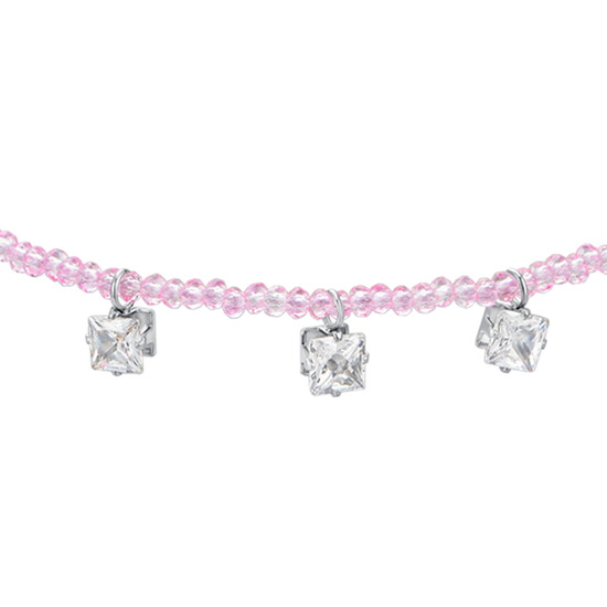 DAMENARMBAND IN ROSA KRISTALL UND WEISSEN ZIRKONIA AUS STAHL