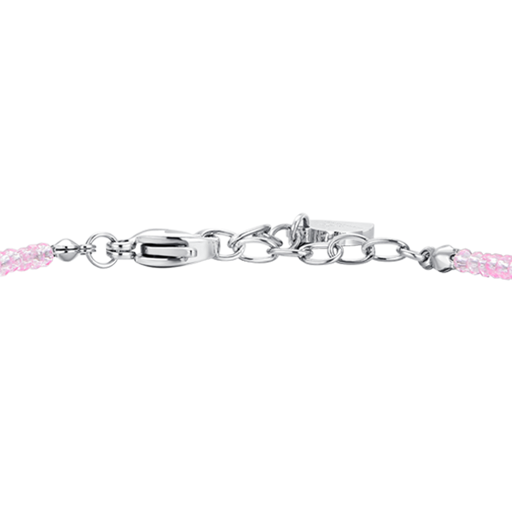 DAMENARMBAND IN ROSA KRISTALL UND WEISSEN ZIRKONIA AUS STAHL