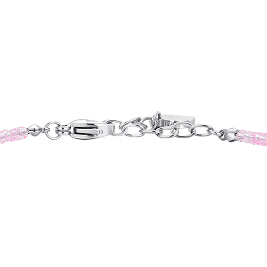 DAMENARMBAND IN ROSA KRISTALL UND WEISSEN ZIRKONIA AUS STAHL