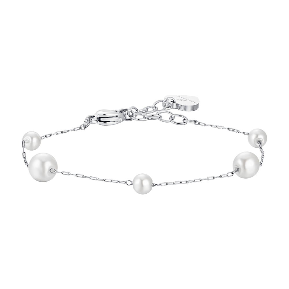 WOMAN'S STEEL BRACELET WITH PEARLS Luca Barra