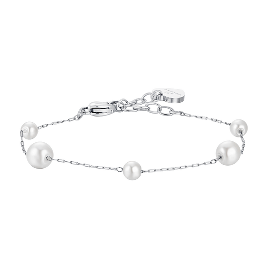 WOMAN'S STEEL BRACELET WITH PEARLS Luca Barra