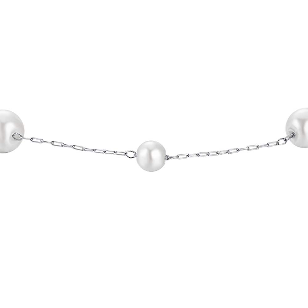 WOMAN'S STEEL BRACELET WITH PEARLS Luca Barra