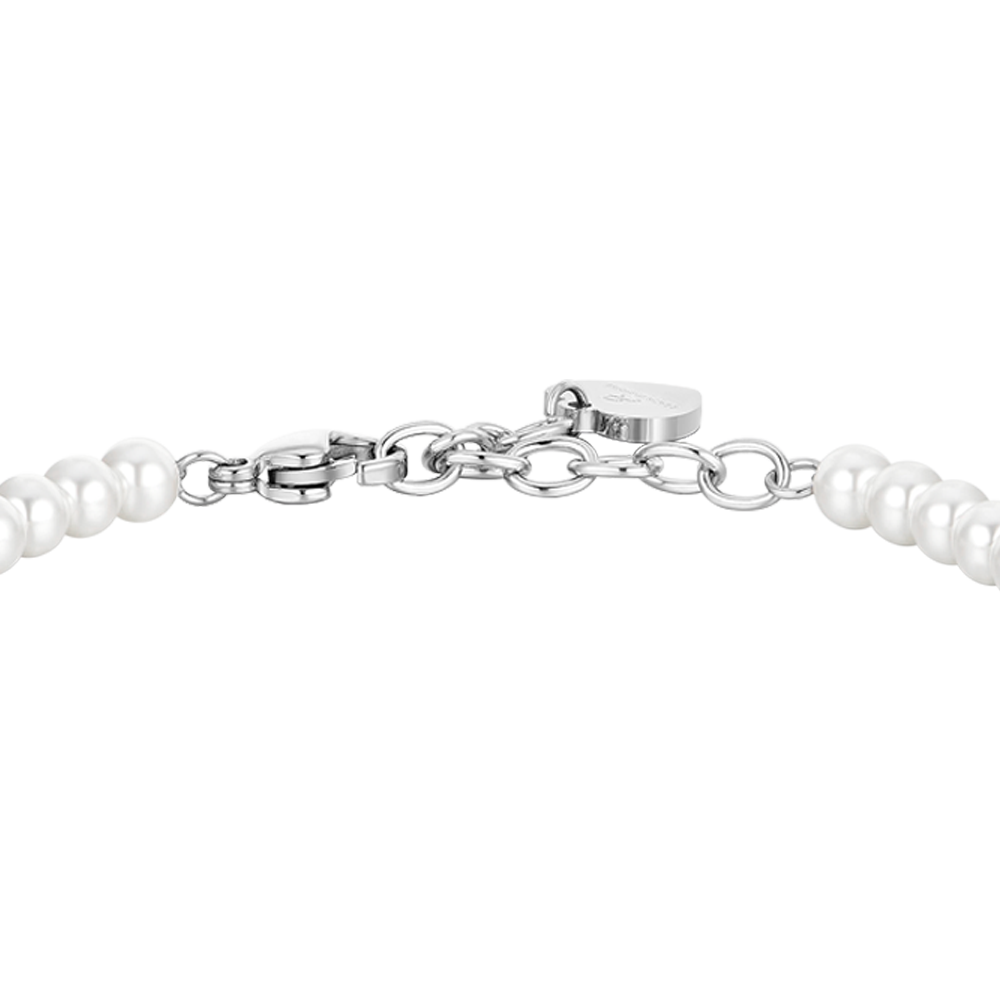 DAMEN BRACELET AUS STAHL PERLEN UND KREUZ Luca Barra