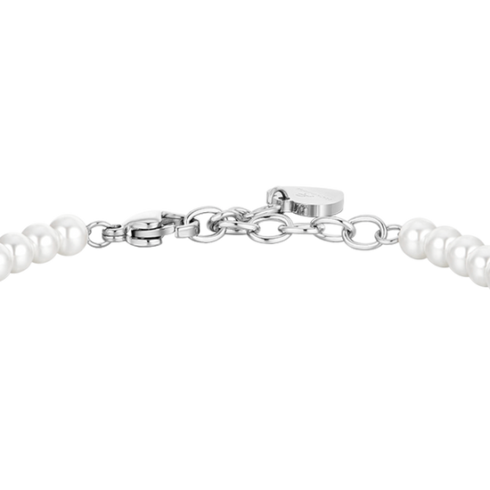 DAMEN BRACELET AUS STAHL PERLEN UND KREUZ Luca Barra