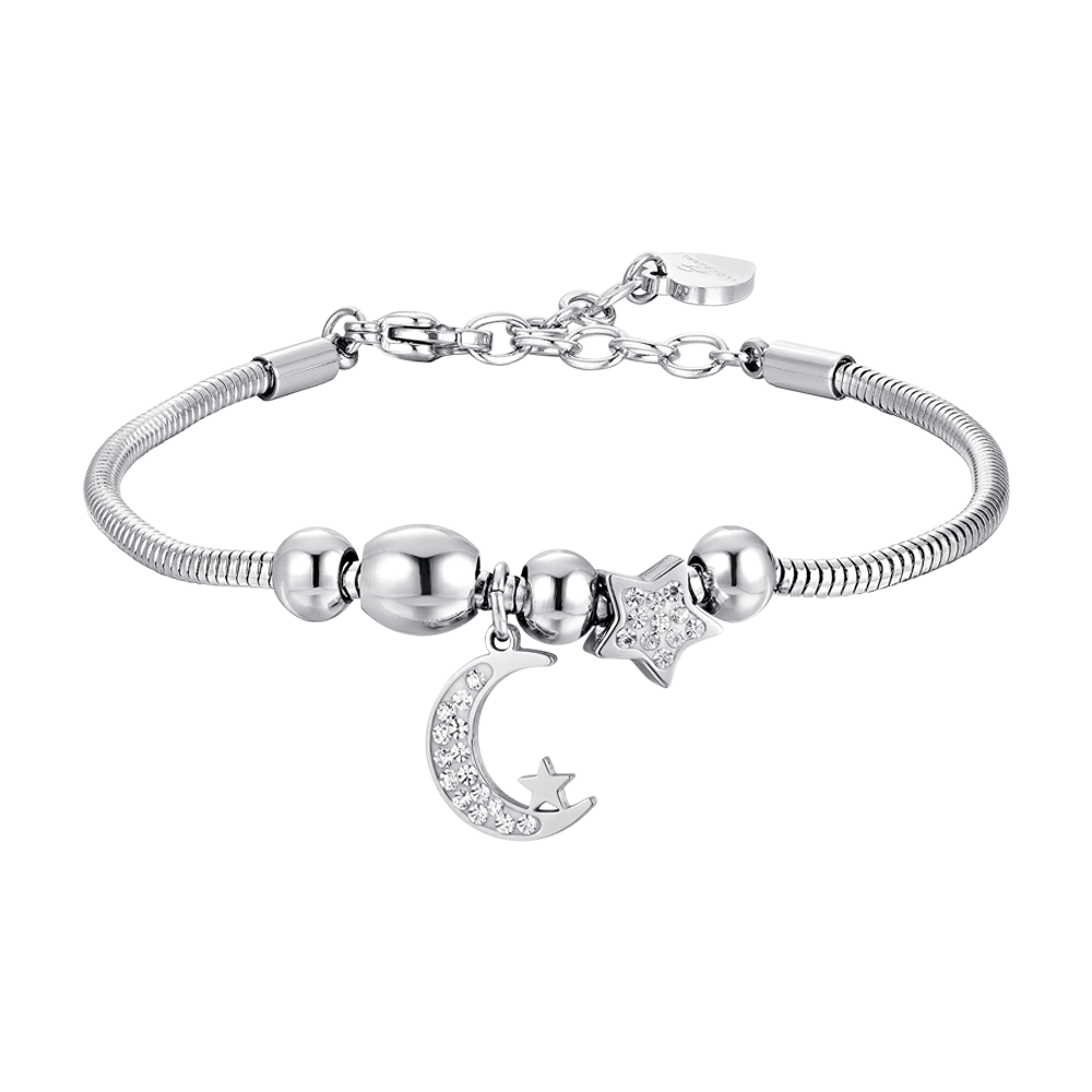 WOMAN'S MOON STEEL AND CRYSTALS BRACELET Luca Barra