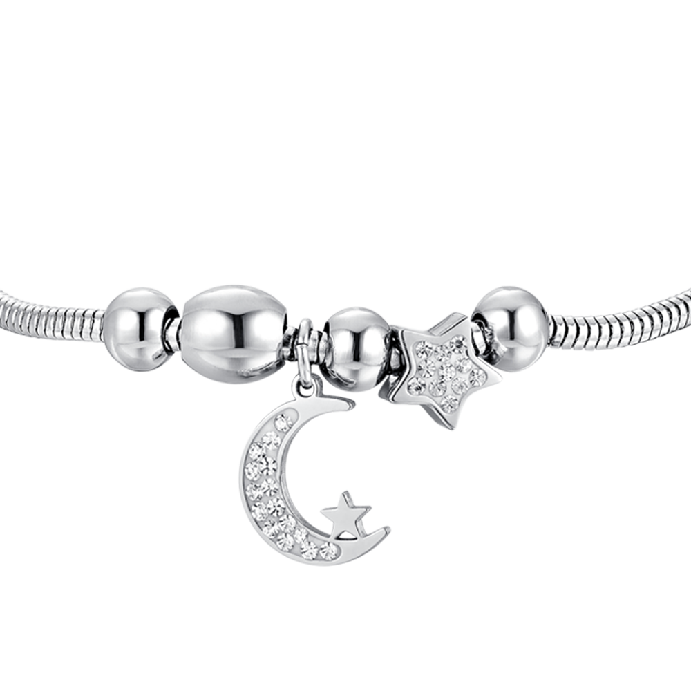 WOMAN'S MOON STEEL AND CRYSTALS BRACELET Luca Barra