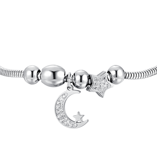 WOMAN'S MOON STEEL AND CRYSTALS BRACELET Luca Barra