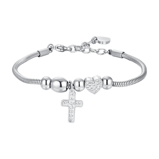 WOMAN'S CROSS STEEL AND CRYSTALS BRACELET Luca Barra