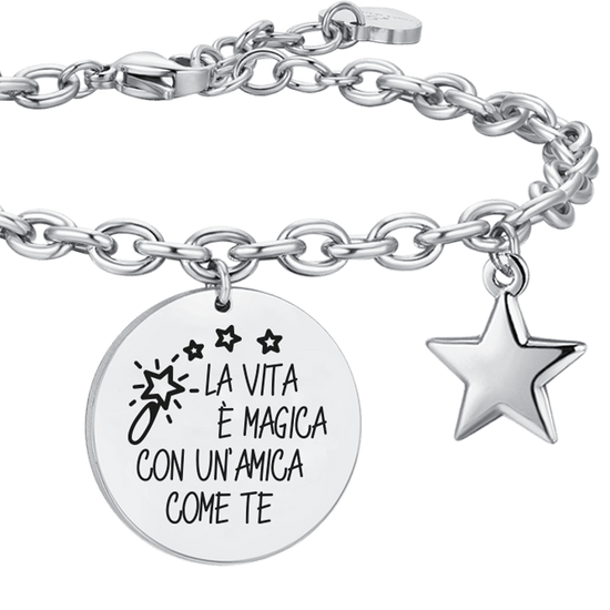 BRACCIALE DONNA IN ACCIAIO LA VITA E' MAGICA