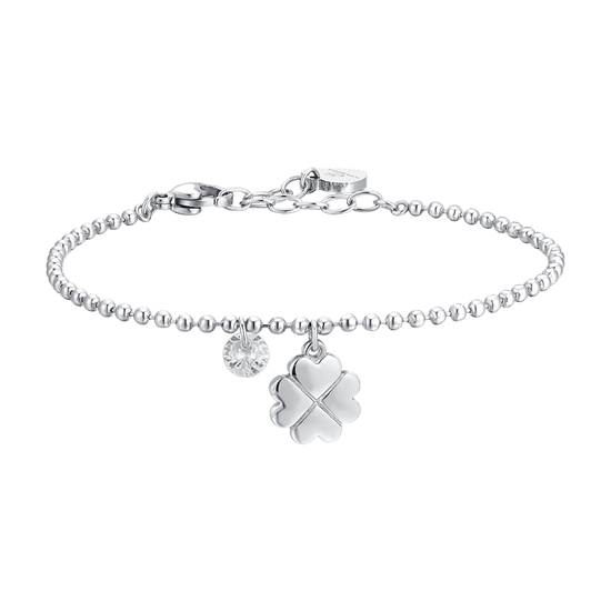 BRACCIALE DONNA IN ACCIAIO QUADRIFOGLIO E ZIRCONE