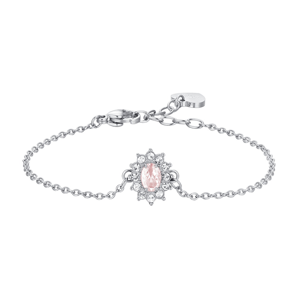 BRACCIALE DONNA IN ACCIAIO CRISTALLI E ZIRCONE ROSA