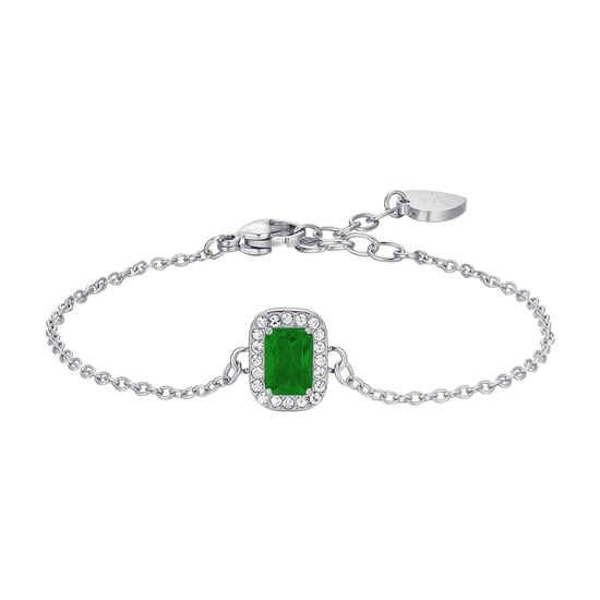 BRACCIALE DONNA IN ACCIAIO CRISTALLI E ZIRCONE VERDE