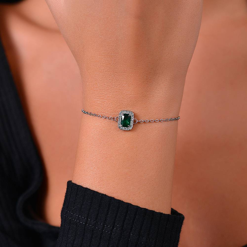 BRACCIALE DONNA IN ACCIAIO CRISTALLI E ZIRCONE VERDE