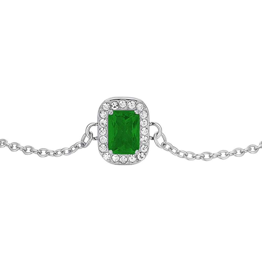 BRACCIALE DONNA IN ACCIAIO CRISTALLI E ZIRCONE VERDE