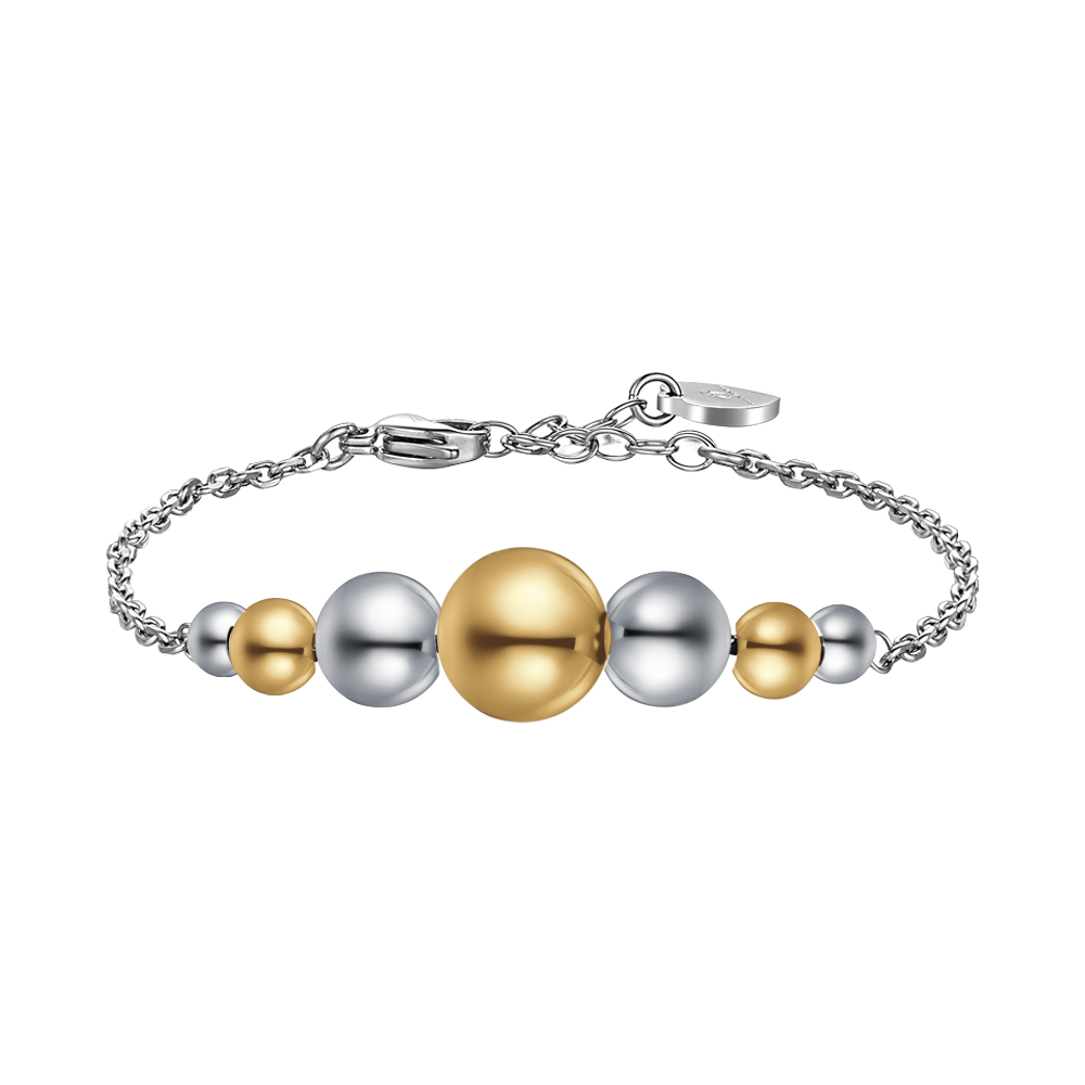 BRACCIALE DONNA SFERE ACCIAIO E  IP GOLD