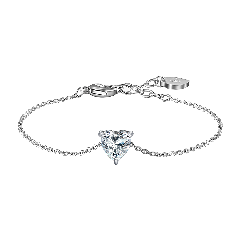 BRACCIALE DONNA IN ACCIAIO CON CUORE CRISTALLO BIANCO