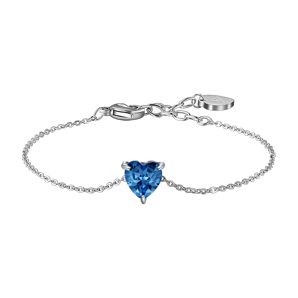 BRACCIALE DONNA IN ACCIAIO CON CUORE CRISTALLO BLU