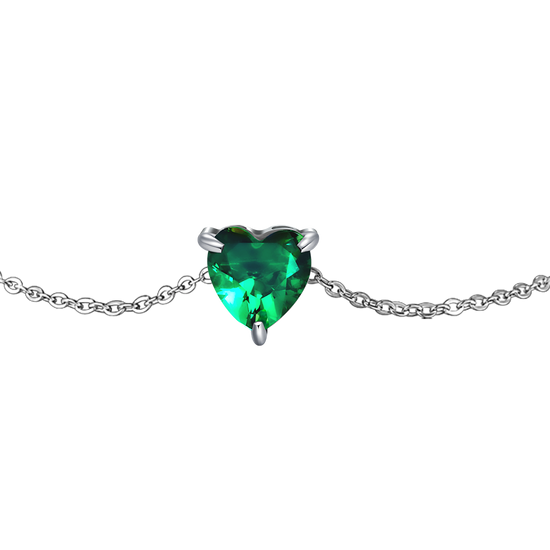 BRACCIALE DONNA IN ACCIAIO CON CUORE CRISTALLO VERDE