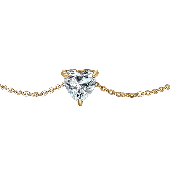 BRACCIALE DONNA IN ACCIAIO E  IP GOLD CON CUORE CRISTALLO BIANCO