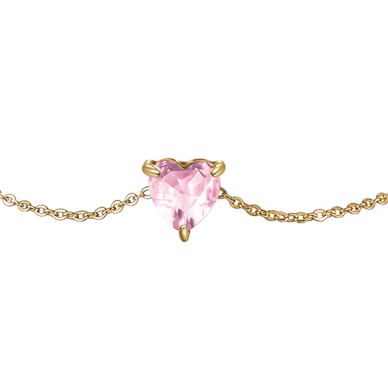 BRACCIALE DONNA IN ACCIAIO E IP GOLD CON CUORE CRISTALLO ROSA