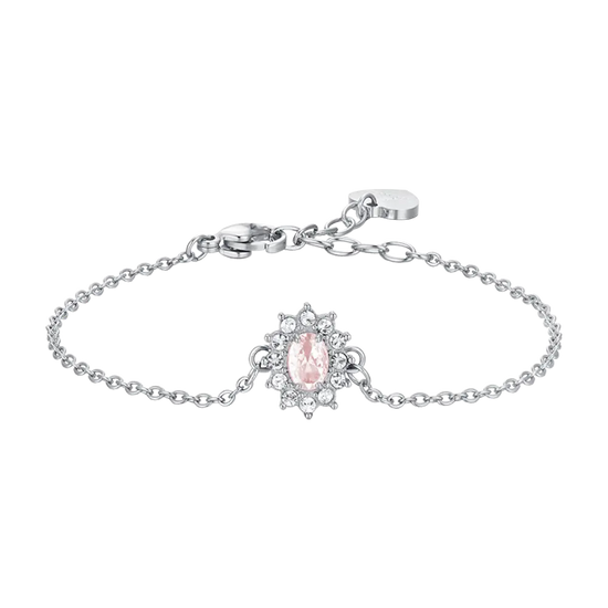 BRACCIALE DONNA IN ACCIAIO CRISTALLI E ZIRCONE ROSA Luca Barra