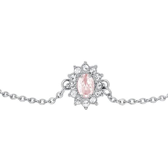 BRACCIALE DONNA IN ACCIAIO CRISTALLI E ZIRCONE ROSA Luca Barra