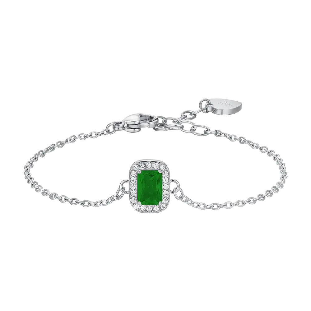 BRACCIALE DONNA IN ACCIAIO CRISTALLI E ZIRCONE VERDE Luca Barra