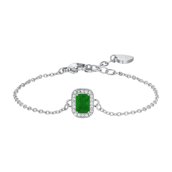 BRACCIALE DONNA IN ACCIAIO CRISTALLI E ZIRCONE VERDE Luca Barra