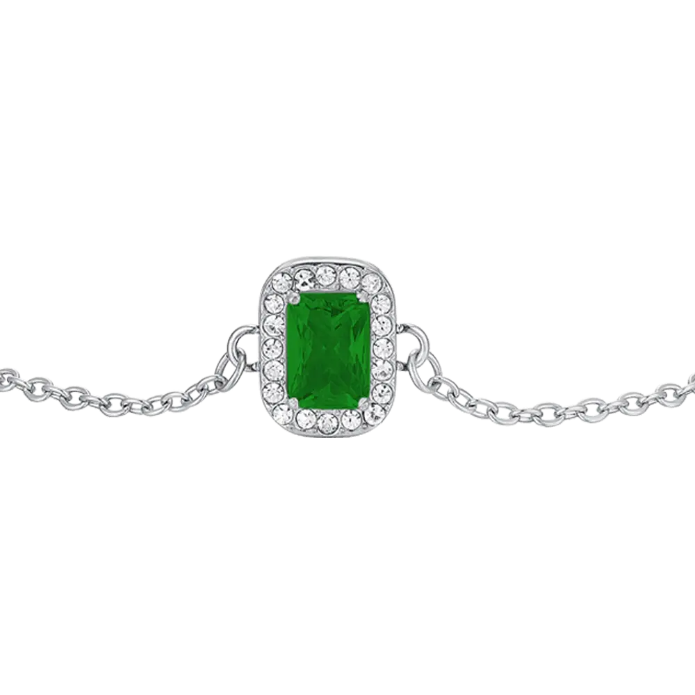 BRACCIALE DONNA IN ACCIAIO CRISTALLI E ZIRCONE VERDE Luca Barra