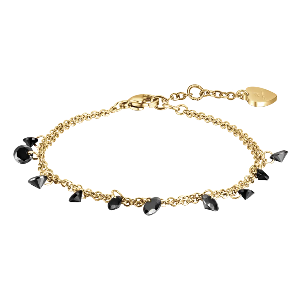 WOMAN'S GOLDEN STEEL BRACELET WITH BLACK CRYSTALS Luca Barra