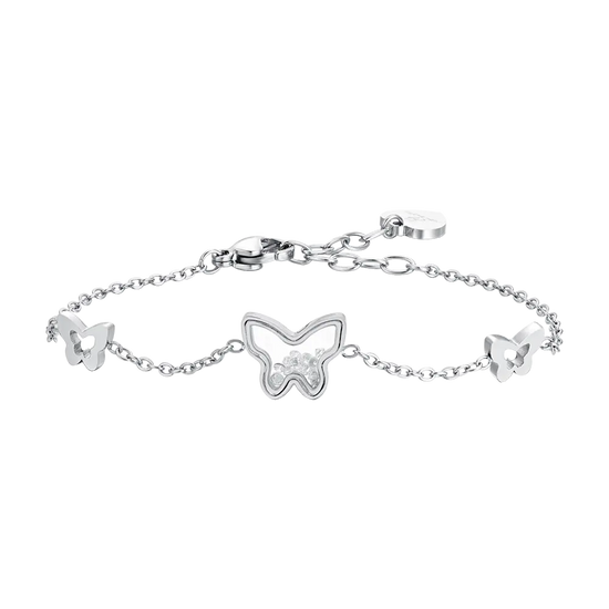 FRAUENARMBAND AUS STAHL MIT BUTTERFLIEGEL UND ZIRKONEN Luca Barra