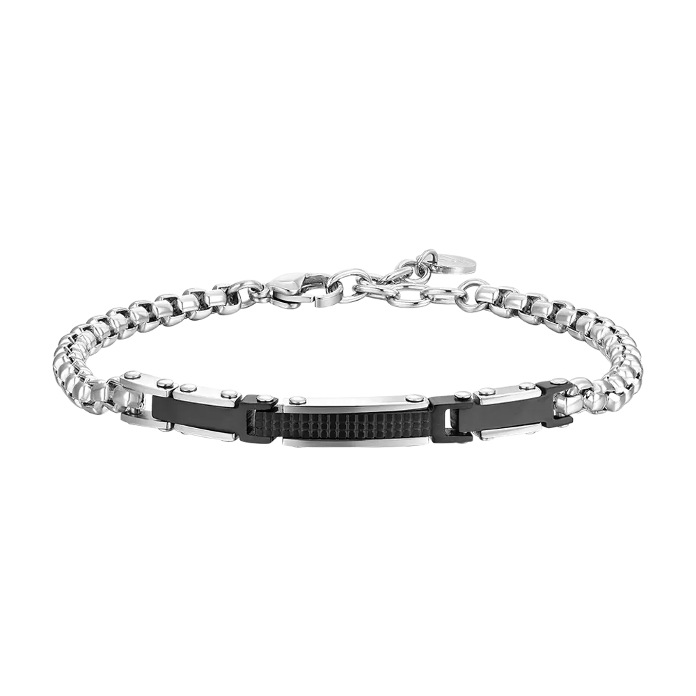 HERRENSTAHL UND STAHL ELEMENTE IP SCHWARZES BRACELET Luca Barra