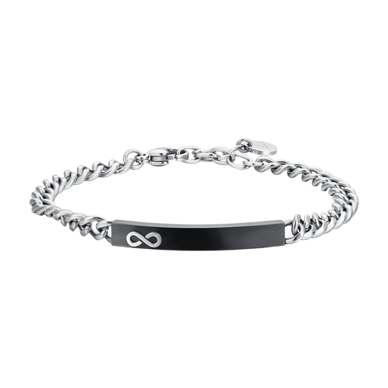 BRACCIALE UOMO IN ACCIAIO PIASTRA IP BLACK CON INFINITO Luca Barra