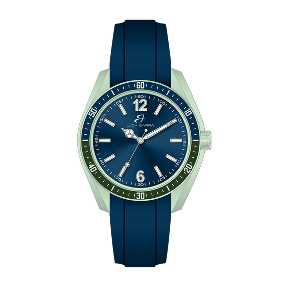 BLAUE UND GRÜNE SILIKON HERRENUHR