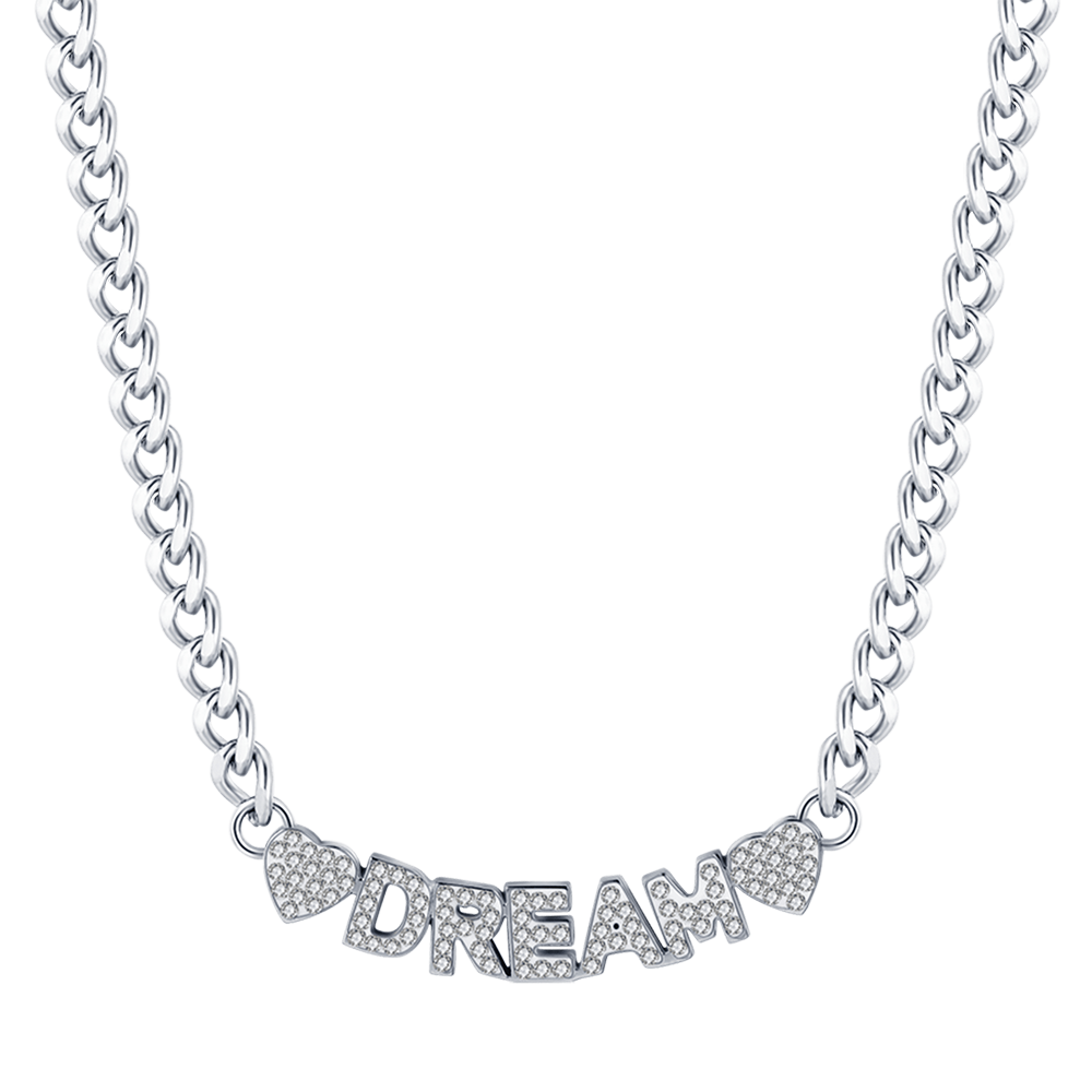 DREAM STEEL DAMEN HALSKETTE MIT WEISSEN KRISTALLEN