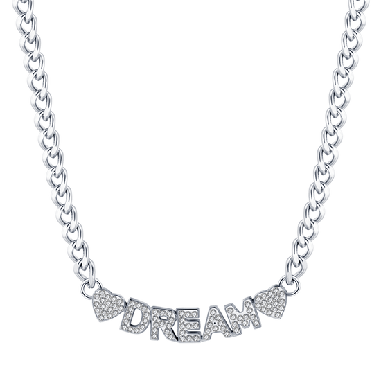 DREAM STEEL DAMEN HALSKETTE MIT WEISSEN KRISTALLEN