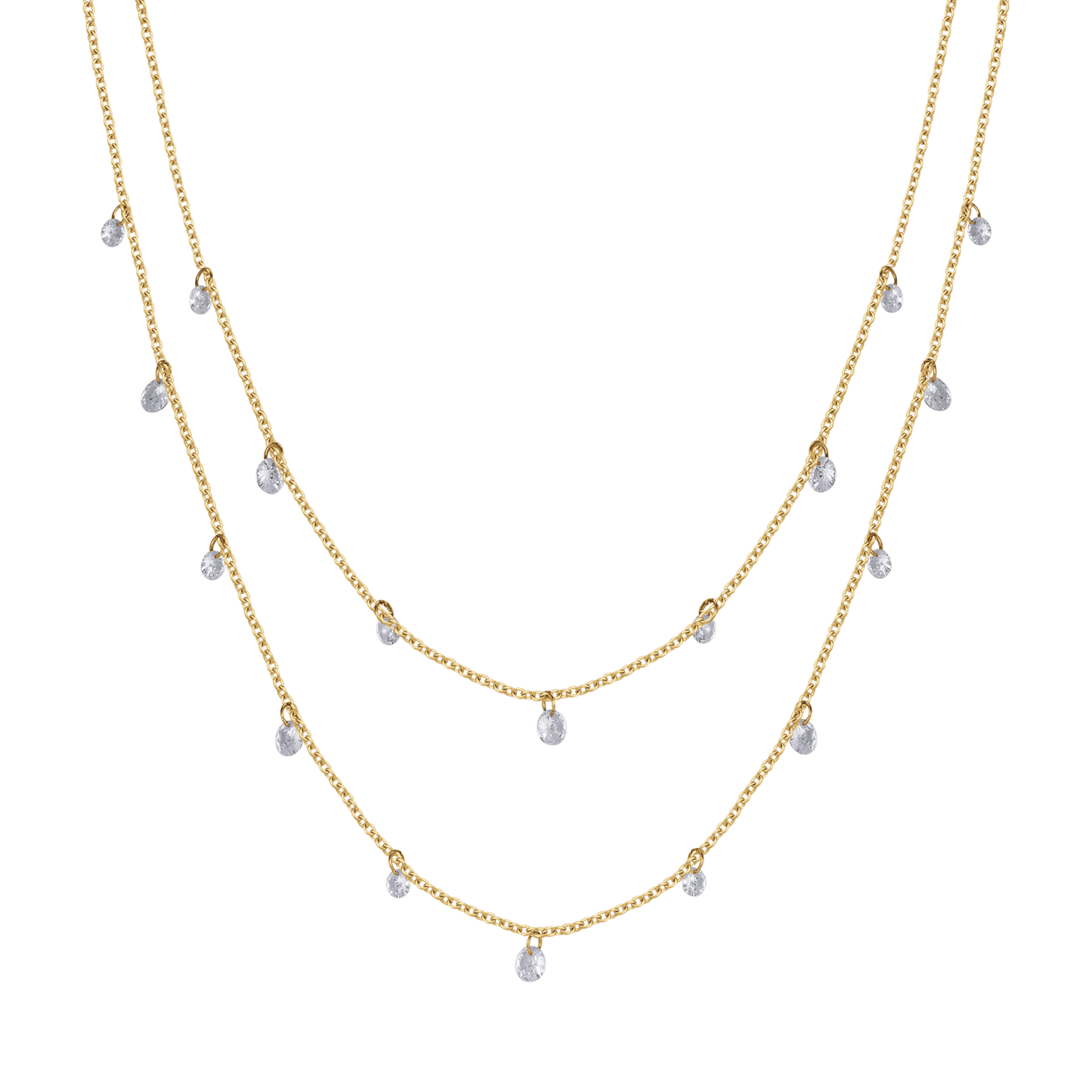 IP GOLD MEHRREIHIGES STAHLCOLLIER MIT WEISSEN KRISTALLEN