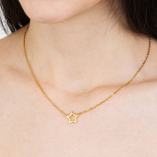 WOMAN'S IP STEEL GOLD NECKLACE WITH STAR GOLD Luca Barra