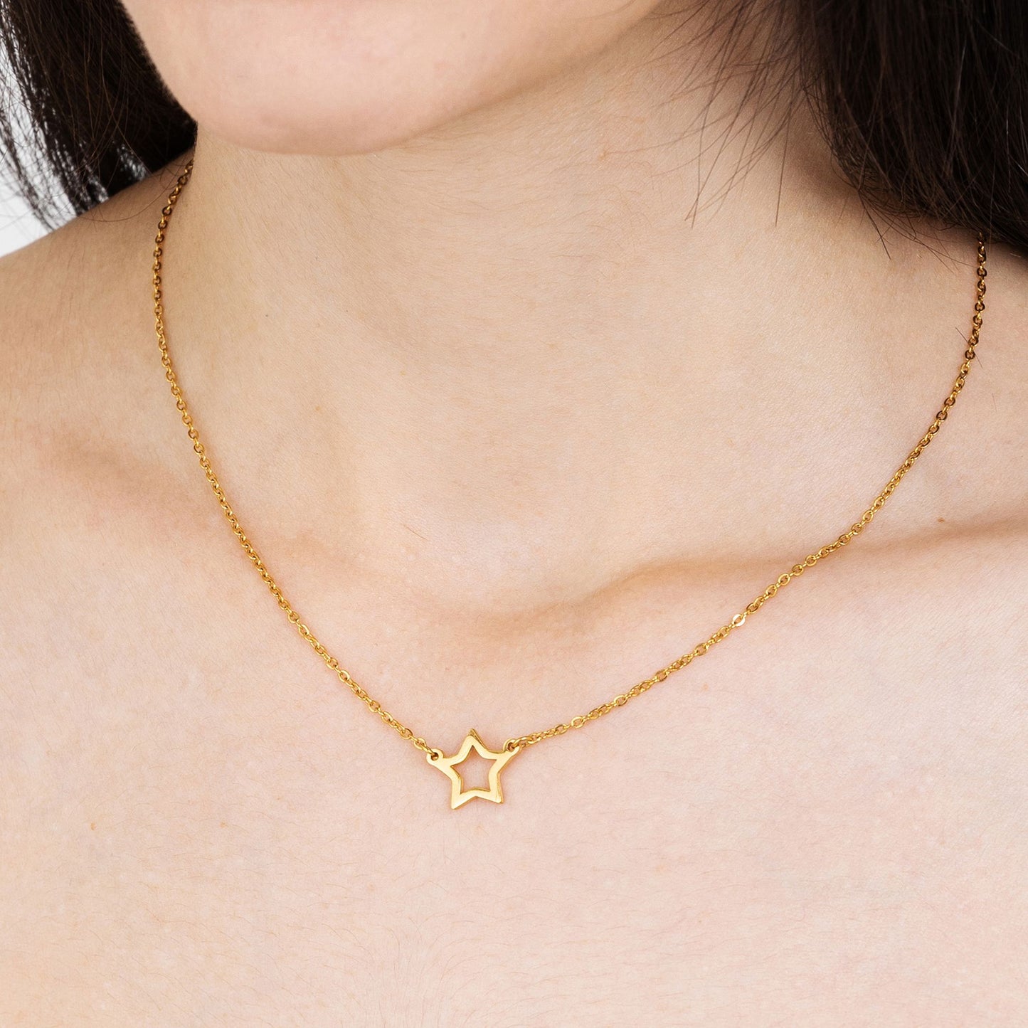 DAMEN IP GOLD STAHLKETTE MIT GOLDENEM STERN